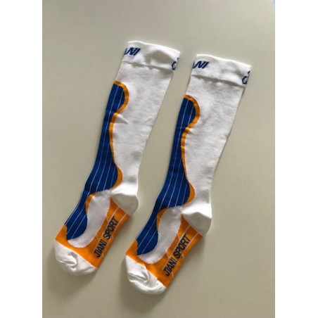 Chaussettes de compression Blanche-Orange-Bleu